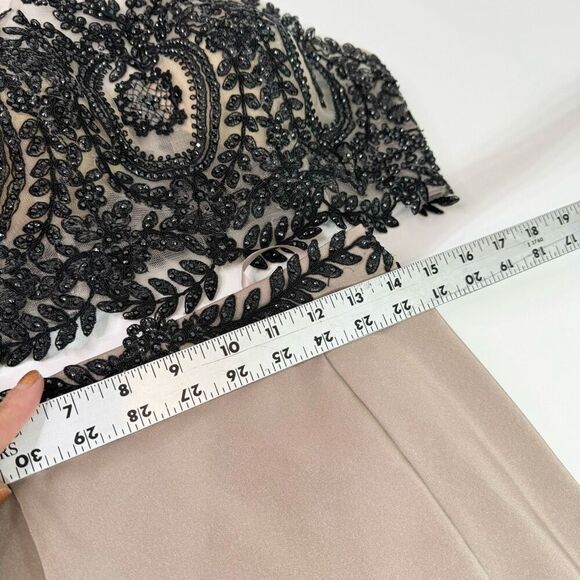 Dancing Queen Skirt & Top Womens Medium Tan Solid Maxi A-Line Crop Top Elegant - Picture 5 of 13